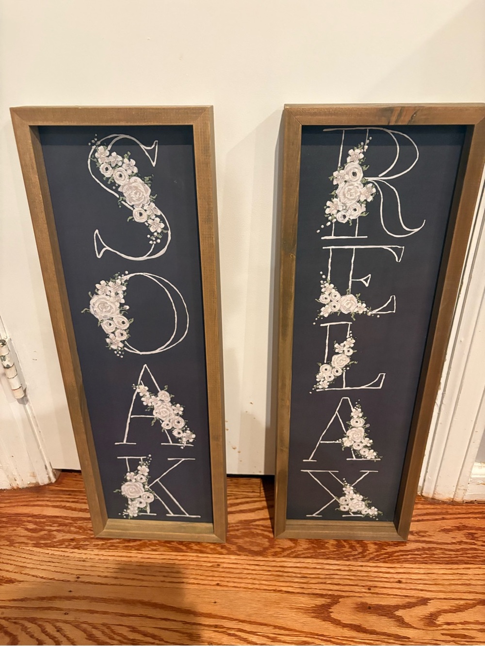 Handcrafted Rustic “SOAK” & “RELAX” Bathroom Wall Décor – Set of 2